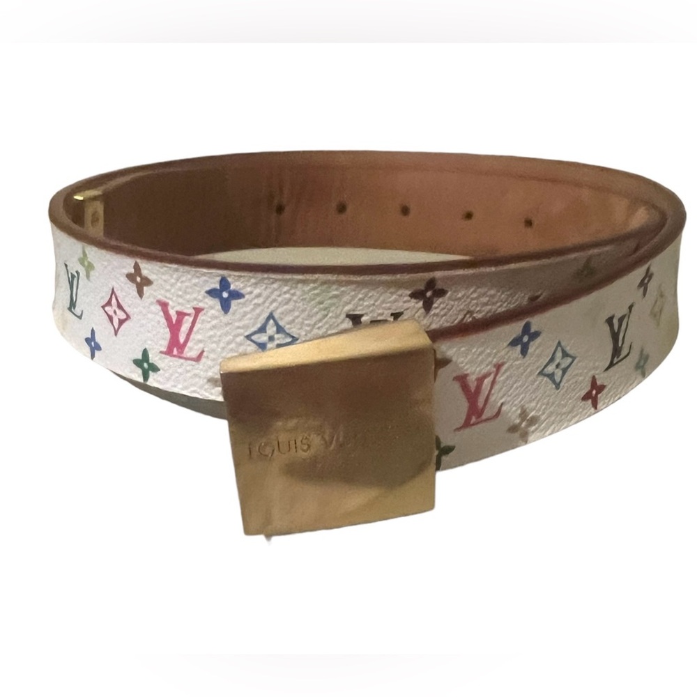Louis Vuitton Murakami Multicolor White Belt w/COA